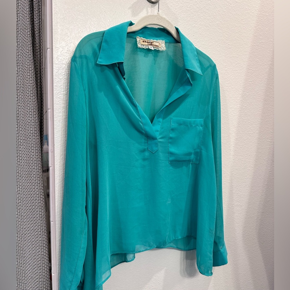 Green sheer blouse